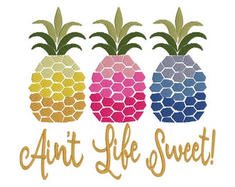 Pineapple Machine Embroidery Design | Tropical Summer (Instant Download)