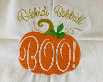 Digital Machine Embroidery File Design- Pumpkin - Bibbidi Bobbidi Boo - Halloween Embroidery Instant Download