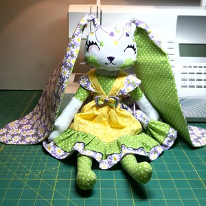 PDF Digital Pattern Plus Embroidery File for Most Embroidery Machines Beautiful bunny, Soft rag Doll,  Heirloom, decor, stuffed, collectable