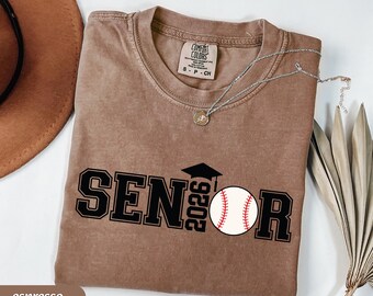 Comfort Colors Cotton Baseball Senior 2026 T-Shirt, Class of 2026 Long Sleeve