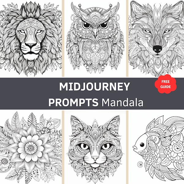 Midjourney Animal Mandala Prompt, Midjourney AI Art, Learn Midjourney, Digital Art, Print Art, AI Generate, Mandala Art, Mandala Prompt