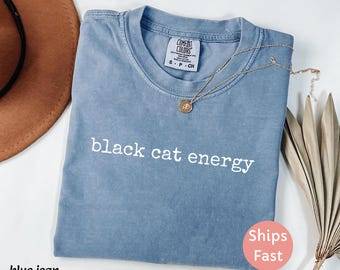 Witchy Black Cat Shirt: Comfort Colors Halloween Tee