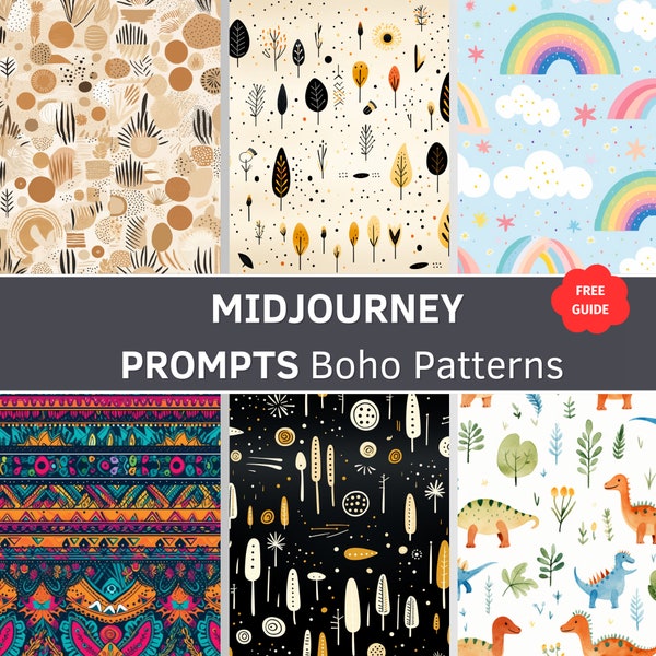 Boho Patterns Midjourney Prompts, Midjourney AI Art, Midjourney Prompt, Learn Midjourney, Digital Art, Art Print, AI Generate