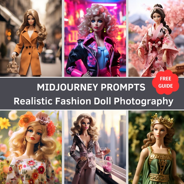 Realistic Fashion Doll Photography Midjourney Prompts, AI Art, Midjourney Art, Digital Art, Midjourney Free Guide,  AI Generate, Art Print