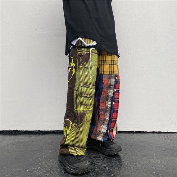 Pantalones Aesthetic Hip-Hop diseño hecho con retazos de tela | Etsy España