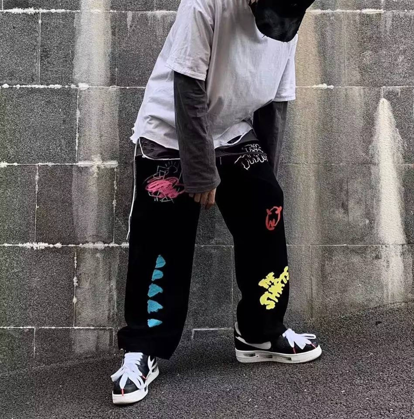 Pantalones unisex Aesthetic Hip-Hop Streetwear Harajuku moda | Etsy