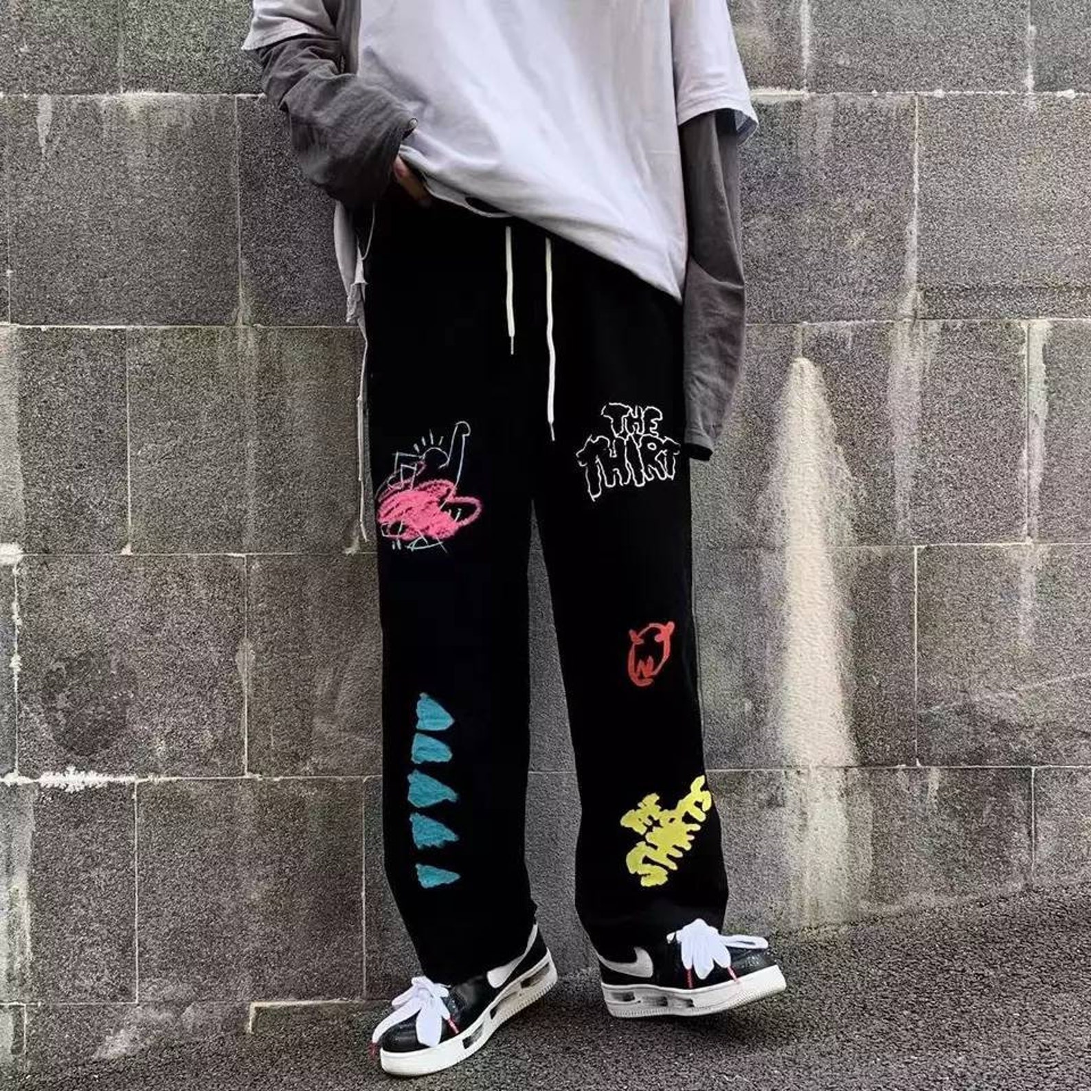Pantalones unisex Aesthetic Hip-Hop Streetwear Harajuku moda | Etsy
