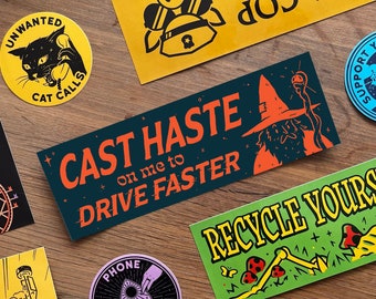 Cast Haste on Me | Bumper Sticker or Magnet | 9" x 3" | Vinyl | Weatherproof and Waterproof | Safe for Cars | Funny