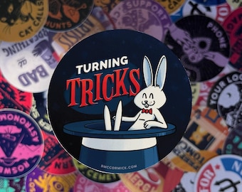 Turning Tricks: 3" Funny Magic Sticker for Laptops, Cars, Bottles