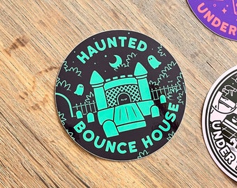 Haunted Bounce House Sticker: Spooky Halloween Vinyl Decal