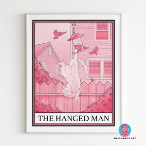 Cat Tarot The Hanged Man Print