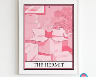 The Hermit Cat Tarot Print: Witchy Spiritual Art (8x10)