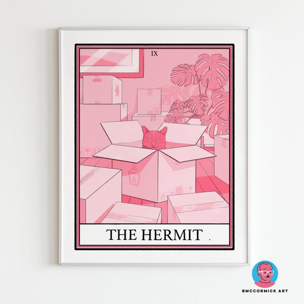 Cat Tarot The Hermit Print