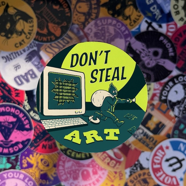 No robes arte: vinilo adhesivo anti-IA, 7,6 cm