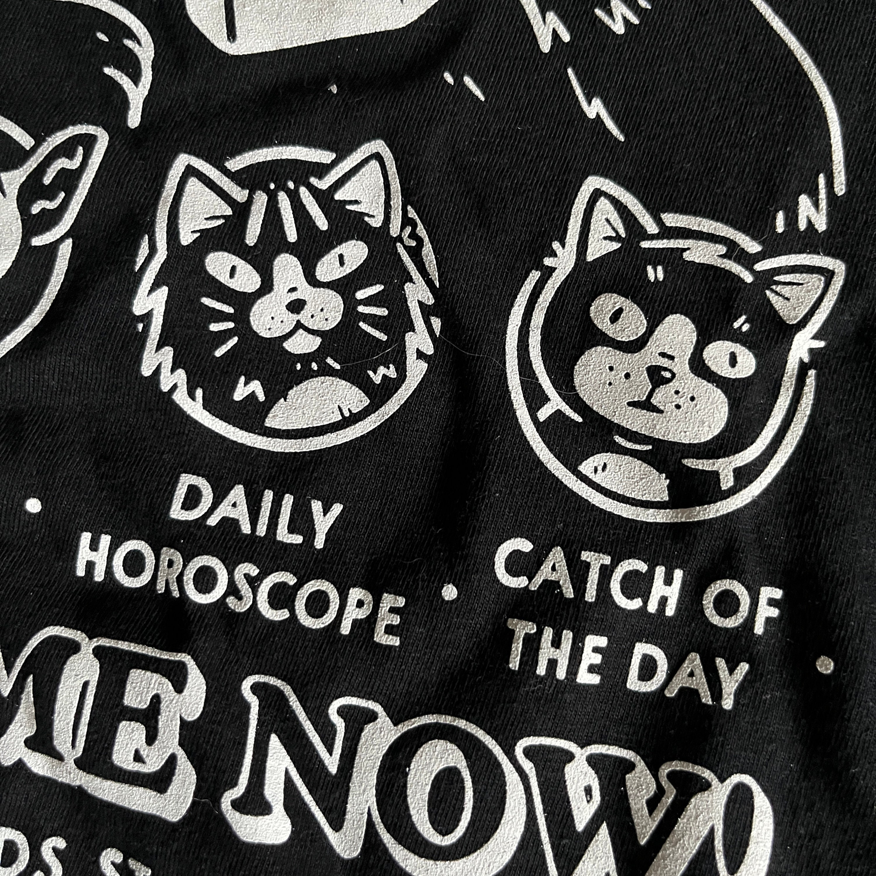1-900-cat-chat | Black | Relaxed Fix | Unisex | T-shirt | Cartoon