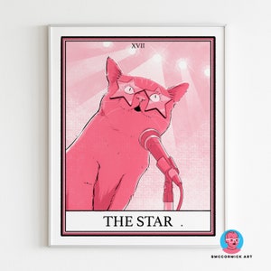 The Star Cat Tarot Print: Witchy Astrology Art (8x10)