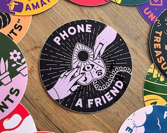 Phone A Friend Ouija Sticker: Funny Psychic Vinyl Decal
