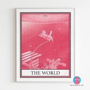 The World Tarot Print | Cat Tarot | 8"x10" | Witchy Cat Wall Art | Boho Decor | Astrology Art | Spiritual Art | Occult | Mystical