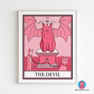 The Devil Cat Tarot Print: Witchy Spiritual Art (8x10)