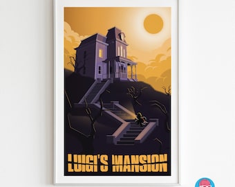Luigi&#39;s Mansion Psycho | 12&quot; x 18&quot; Poster | Wall Art | Retro Gaming Art | Travel Posters | Nintendo Art | Movie Poster