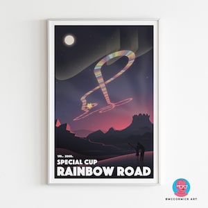 Mario Kart Rainbow Road Travel Poster