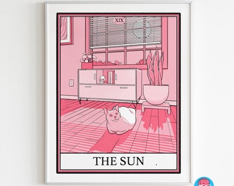 The Sun Tarot Cat Print: Witchy Astrology Art (8x10)