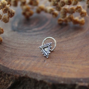 Ethnic Indian Nose Stud | Tribal Nose Stud | Triangle Dotted Nose Stud | Sterling Silver Nose Piercing