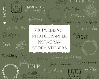 Wedding Photographer Instagram Story Stickers, 210 Instagram Story Stickers, Wedding Photographer content, Photographer Instagram Story