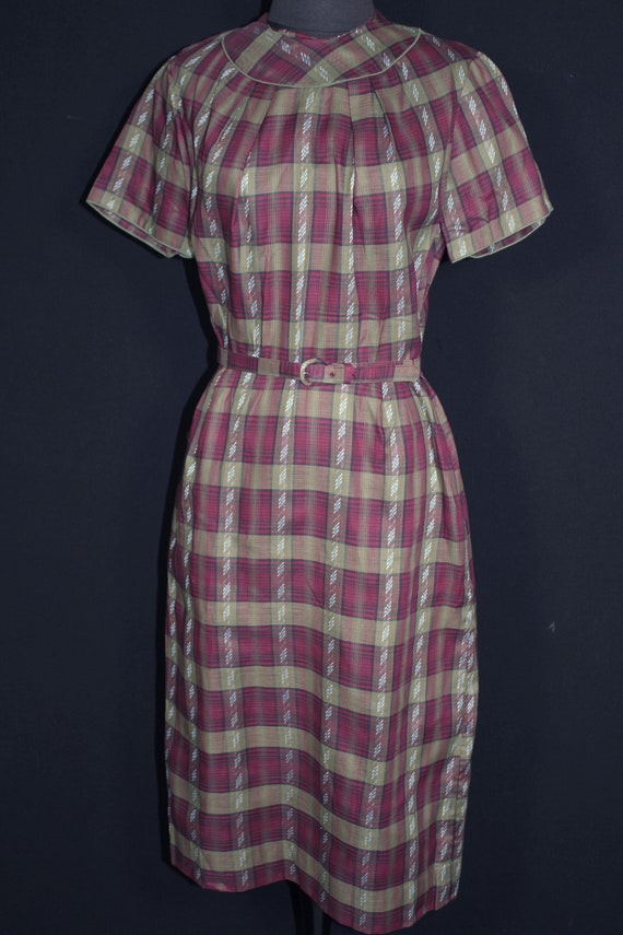 Rare 1950's Deadstock Never Worn Cotton Plaid Dres