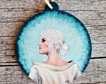 Ciri, cirilla, the witcher, gift, christmasball, ornament, acrylic painting, Christmas bubble