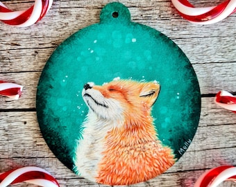 Fox ornament, wooden ornament, for the Christmas tree, artwork