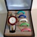 Vintage 18k Gold Plated Gucci Interchangeable Bezel Watch Model 11/12 with 6 inch Bangle Bracelet in Beautiful Like New Condition