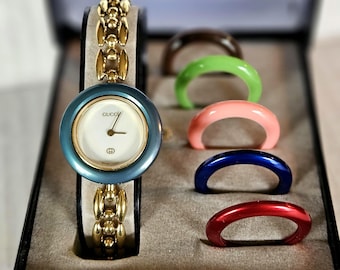 Vintage Gucci Change Bezel Bangle Watch With Original Box - Etsy
