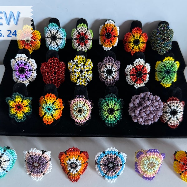 Mexican Rings - Handmade Huichol Flowers