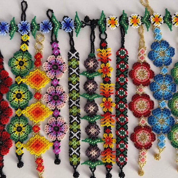 Mexican Huichol Flower Bracelet - 5 Different Styles