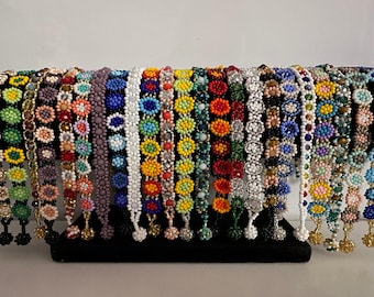 Pulsera Huichol Mexicana de Flores Pequeñas (Margarita) 2