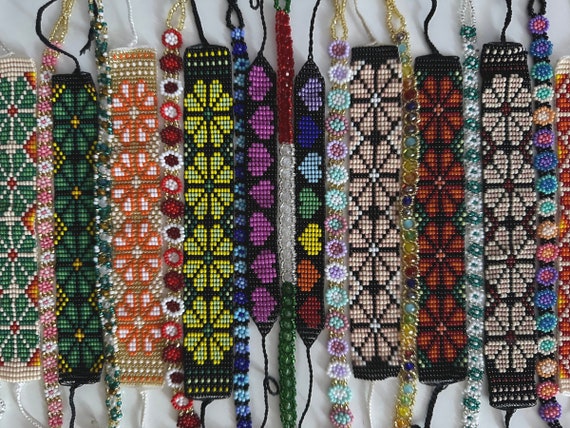 Flower Anklets ankle Bracelet Mexican Huichol Chaquira Etsy
