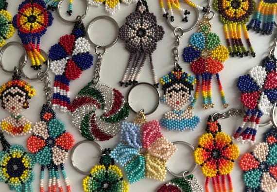 Mexican Huichol Keychains - Etsy