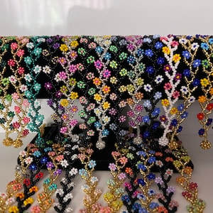 Size 7 inches Handmade Mexican Huichol Double Flower Bracelet