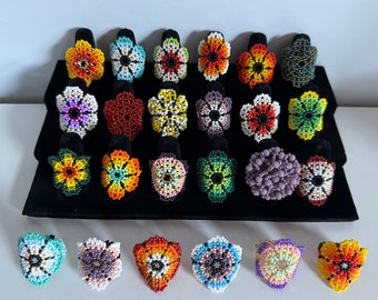 Mexican Rings - Handmade Huichol Flowers