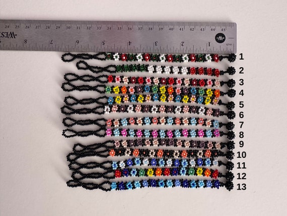 Kid Size (small) Daisy Flower Bracelet - Mexican Huichol Chaquira