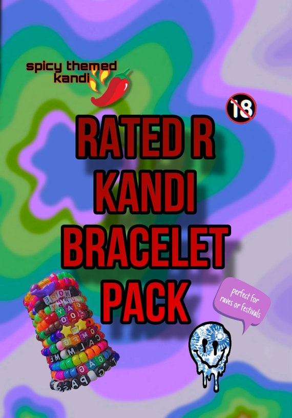 Kandi Braclet Pack - Rated R - NSWF Spicy Kandi Bracelets - Perfect for Raves or Festivals (Random Mystery Bracelets)