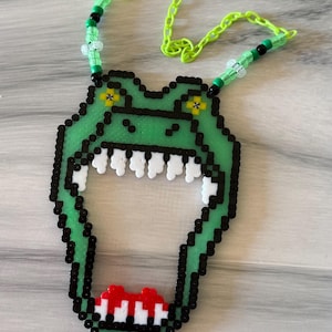 Dinosaur Diffraction “Glasses” Perler Necklace