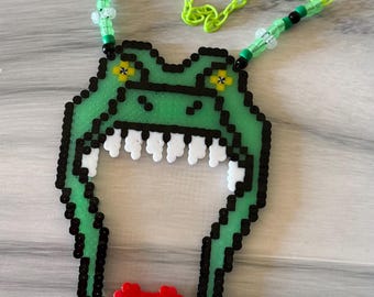 Dinosaur Diffraction “Glasses” Perler Necklace