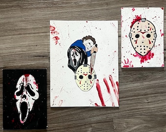 Horror Character Paintings - Halloween Wall Decor- Hand Painted Halloween Art