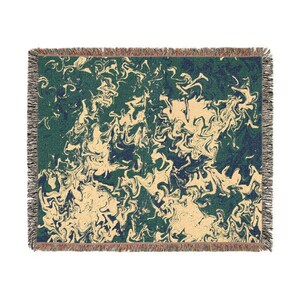 Teal, Green & Yellow Tie Dye Woven Blanket | North Carolina College Spirit Blanket | Cozy Dorm or Game Day Throw image 4