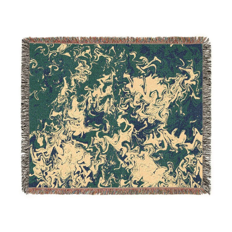 Teal, Green & Yellow Tie Dye Woven Blanket | North Carolina College Spirit Blanket | Cozy Dorm or Game Day Throw image 4