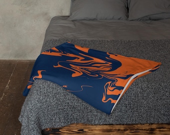 Orange and Blue Tie Dye Throw Blanket | College Game Day Blanket