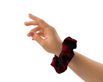 Black & Red Tie Dye Scrunchie | Game Day Hair Tie