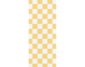Light Yellow & White Checkerboard Yoga Mat | Pennsylvania College Inspired Fitness Mat | Aesthetic Dorm Workout Gift